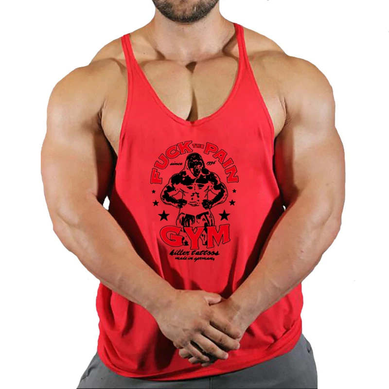 Brand Vest Muscle Fashion Gym Mens Back Tank Top Sleeveless Stringer Clothing Bodybuilding Singlets Fitness Workout Sport Shirt