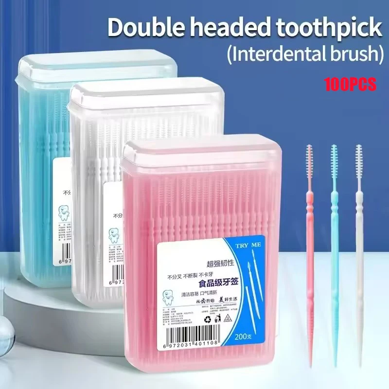 Zahnstocher, Einweg-Familienbox, verpackt, tragbar, ultrafeiner Pick, Doppelkopf, High-End-Persönlichkeit, kreativer Obststab, 150 Stück