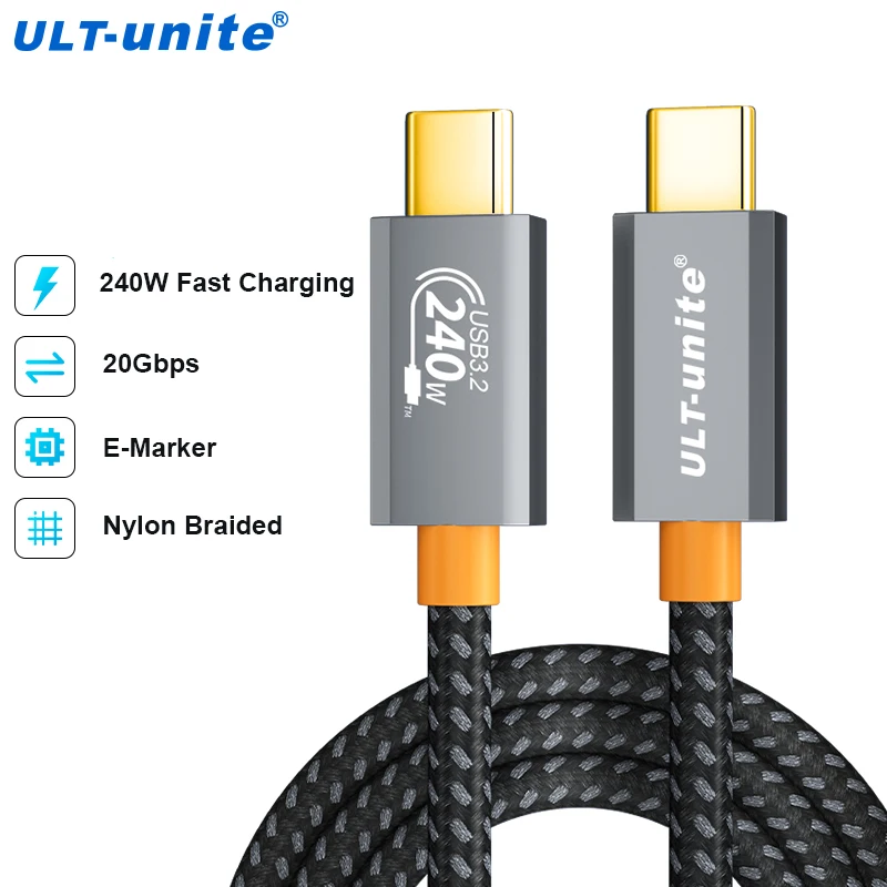 USB 3.2 Data Cord PD240W Super Fast Charging Cables 20Gbps Type C To C Wire Cable For Xiaomi Samsung Huawei Macbook iPad