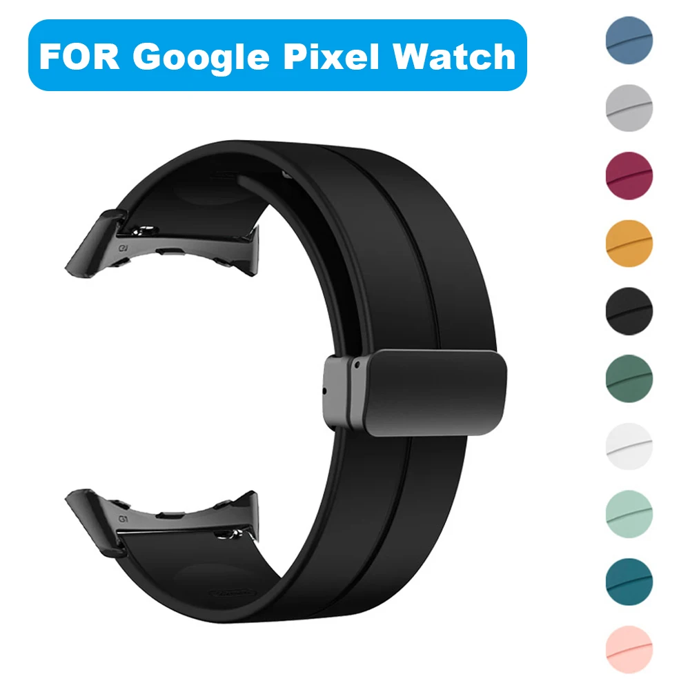 Silicone Strap For Google Pixel Watch Band Pixel Watch Active Bracelet Magnetic Buckle Sports Soft Wrist Watchbands Accessories