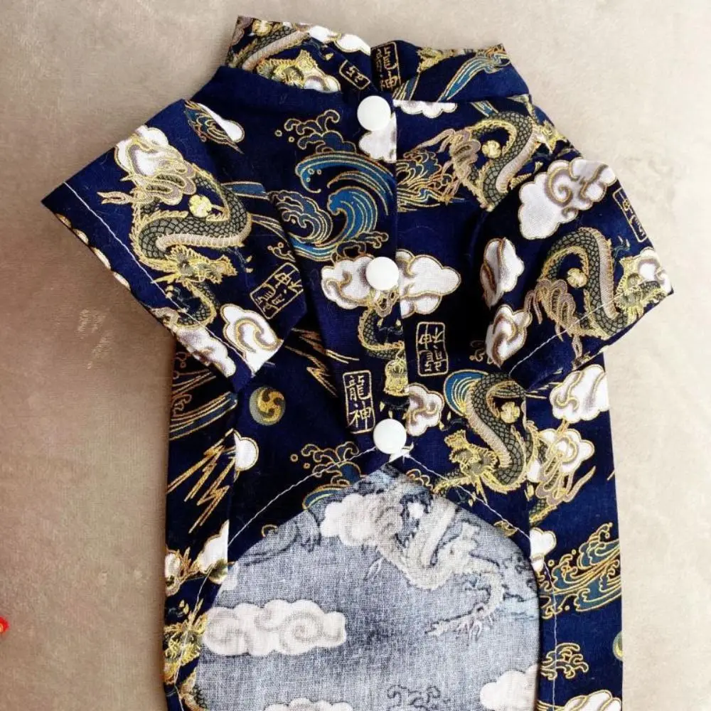 

Chinese Style Dog Tang Suit Shirt Soft Comfortable Pet Spring Festival Shirt Dragon/Auspicious Cloud Pattern Breathable