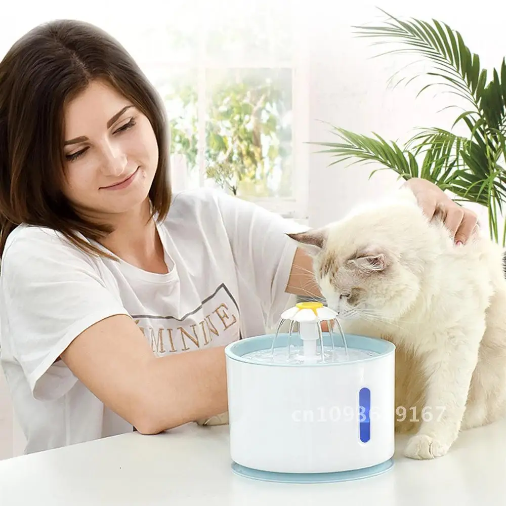 

2.4L Automatic Pet Cat Water Fountain With LED Electric Drinking Bowl Mute Water Pet Drinker Dispenser USB Shipping Drop Feeder