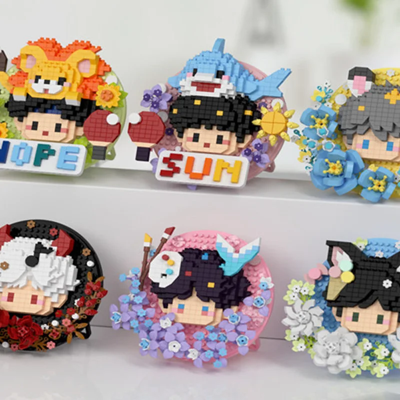 Love And Deepspace Sylus Rafayel Zayne Xavier Game Small Particle Building Blocks Pixel Figure Bricks Badge Display Stand Gift