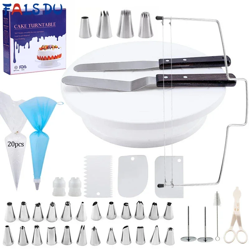 

Pastry Turntable Kit Cake Decorating Supplies Baking Tools Accessories Rotating Stand Nozzles for Fondant Cupcake cups Fondant