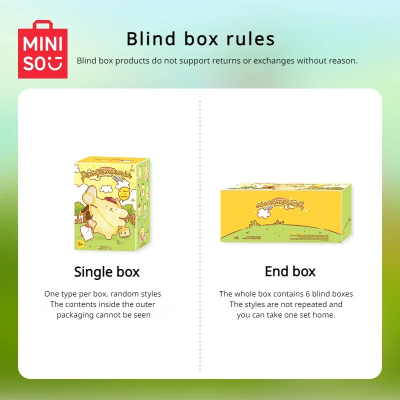 MINISO Sanrio Pompompurin Childhood Four Seasons Series Blind Box Model Ornaments Birthday Gift Kawaii Animation Peripheral Toys