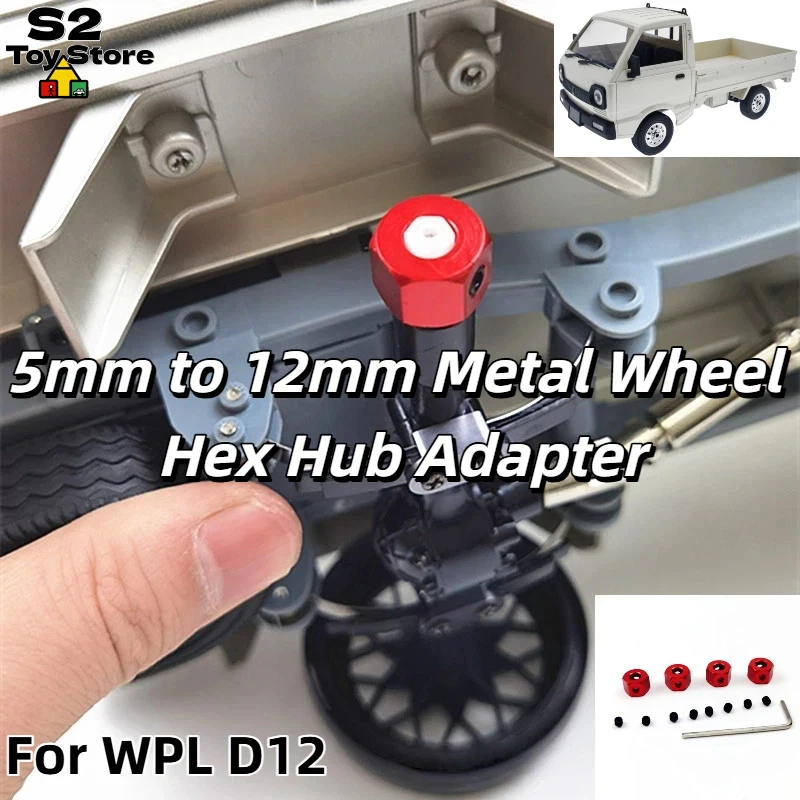Aluminum Alloy 5mm To 12mm Wheel Hex Adapters RC Car Hub Conversion Connectors For WPL D12 MN Model Crawler Truck Upgrade Parts