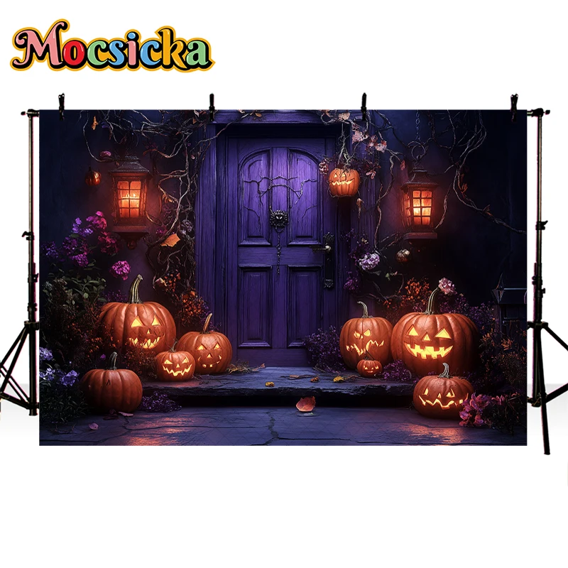 Mocsicka Halloween Backdrops Kids Adult Photography Child Baby Photocall Pumpkin Lantern Witch Poison Night Festival Backgrounds