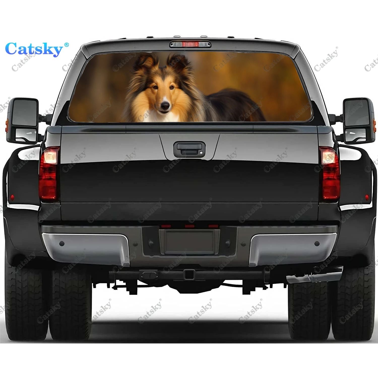 Shelties Shetland Sheepdog Rear Window Decal Fit Pickup,Truck,Car Universal See Through Perforated Back Windows Vinyl Sticker