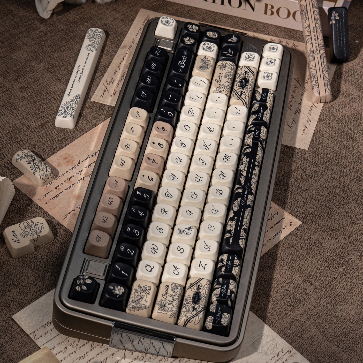 

Колпачок для клавиатуры Mist Rose в стиле ретро, колпачок для клавиатуры FOA CHERRY PBT, пятисторонняя сублимация, индивидуальные 145 клавиш