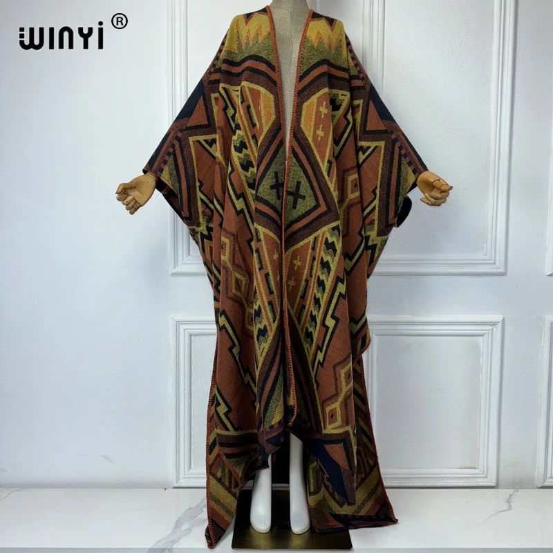 WINYI African womens coats winter maxi party dress Female abaya Autumn outfits for women cardigan Open Front Loose Kimono