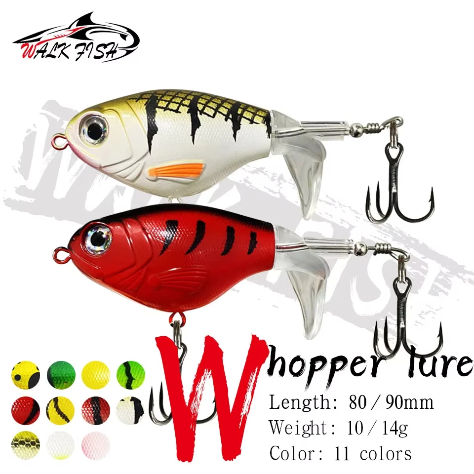 SPAZIERGANG FISCH 1PCS Plopper Angeln Locken 10/14g Wels Lockt Für Angelgerät Schwimm Rotierenden Schwanz Künstliche köder Crankbait