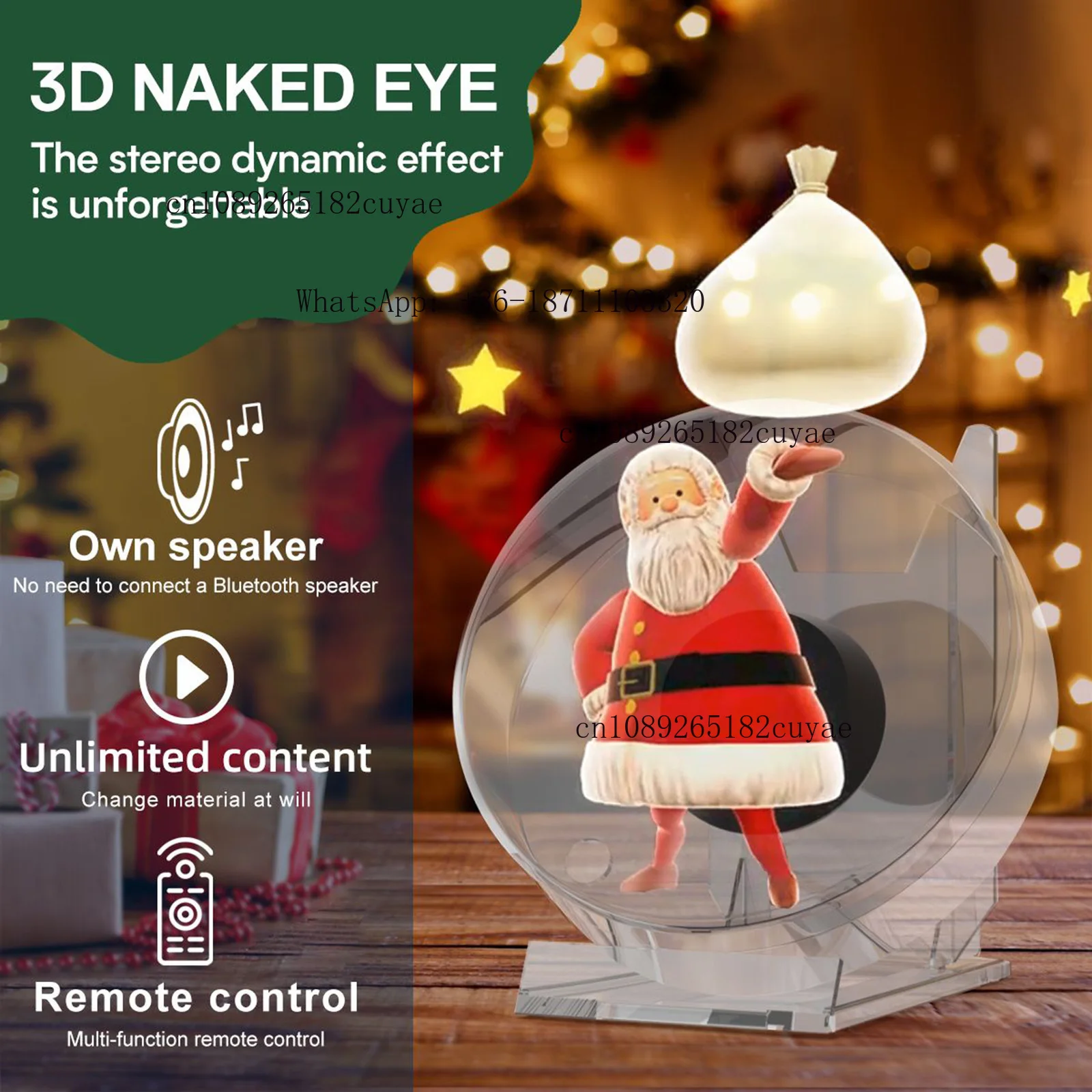 Christmas Gifts 3D Hologram Projector Fan Desktop Led Sign Holographic Lamp Player Advertising Display Machine Remote Control