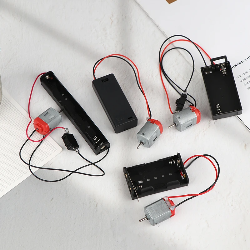 【Y】130 Motor Kit With 2x Battery Storage Case And Switch 16500 RPM Mini Student DIY Electronic Motor Circuit Models Kit