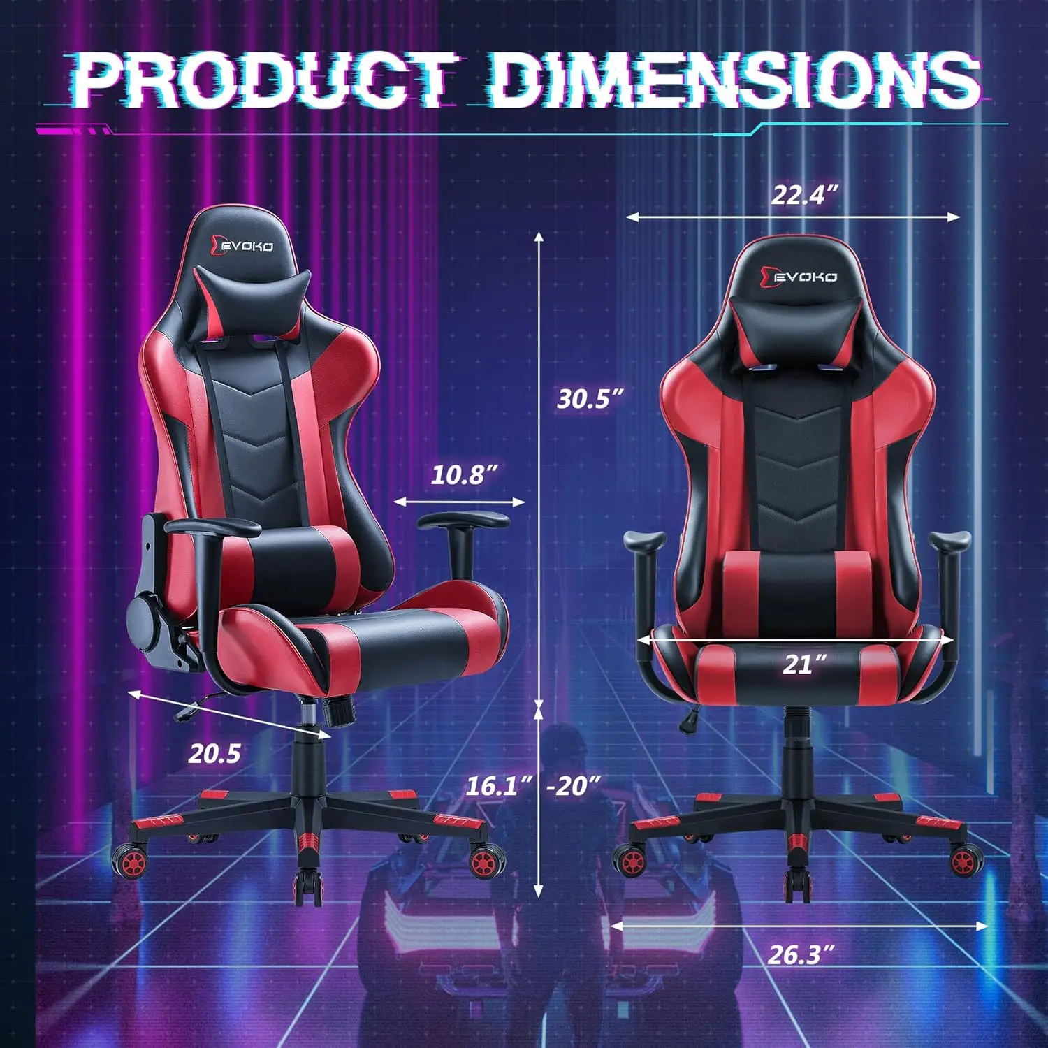 Ergonomic Gaming Chair Racing Style Adjustable Height High-Back PC Computer Chair with Headrest and Lumbar Support Executive