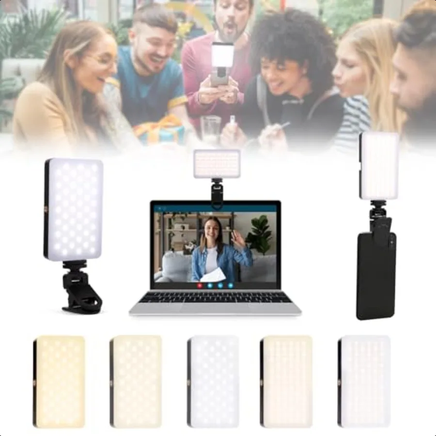 

Selfie Light Portable Phone Light for Video Recording 90LED Rechargeable Adjusted 3 Light Modes Ring Light Clip for iPhone Andr