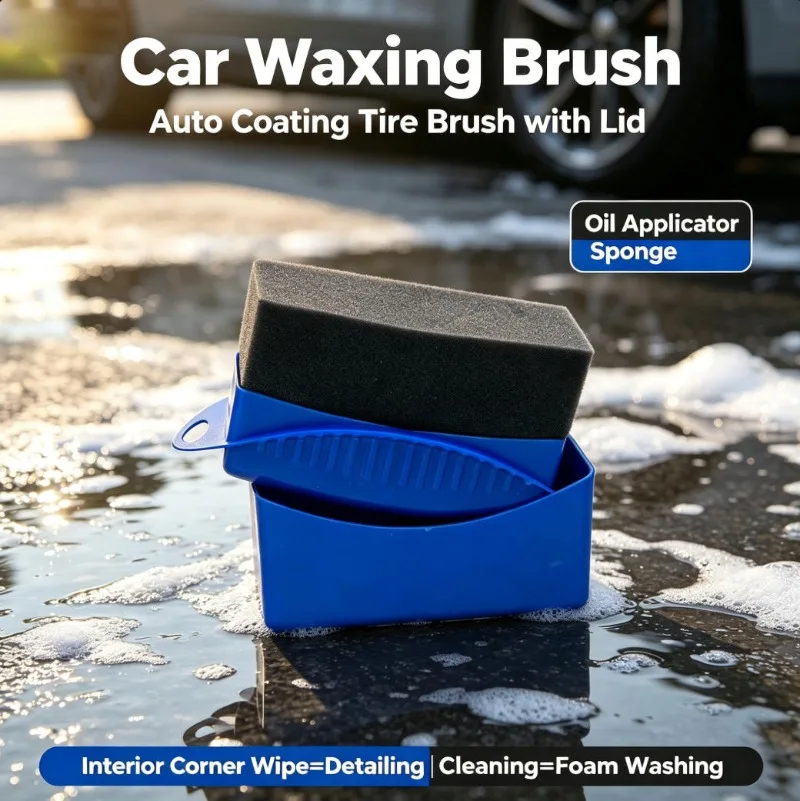 Thick Wear‑Resistant Sponge Block, Tire Wax Shine Applicator for Car Paint, Interior Corner Cleaning, Wax & Care Detailing Tool