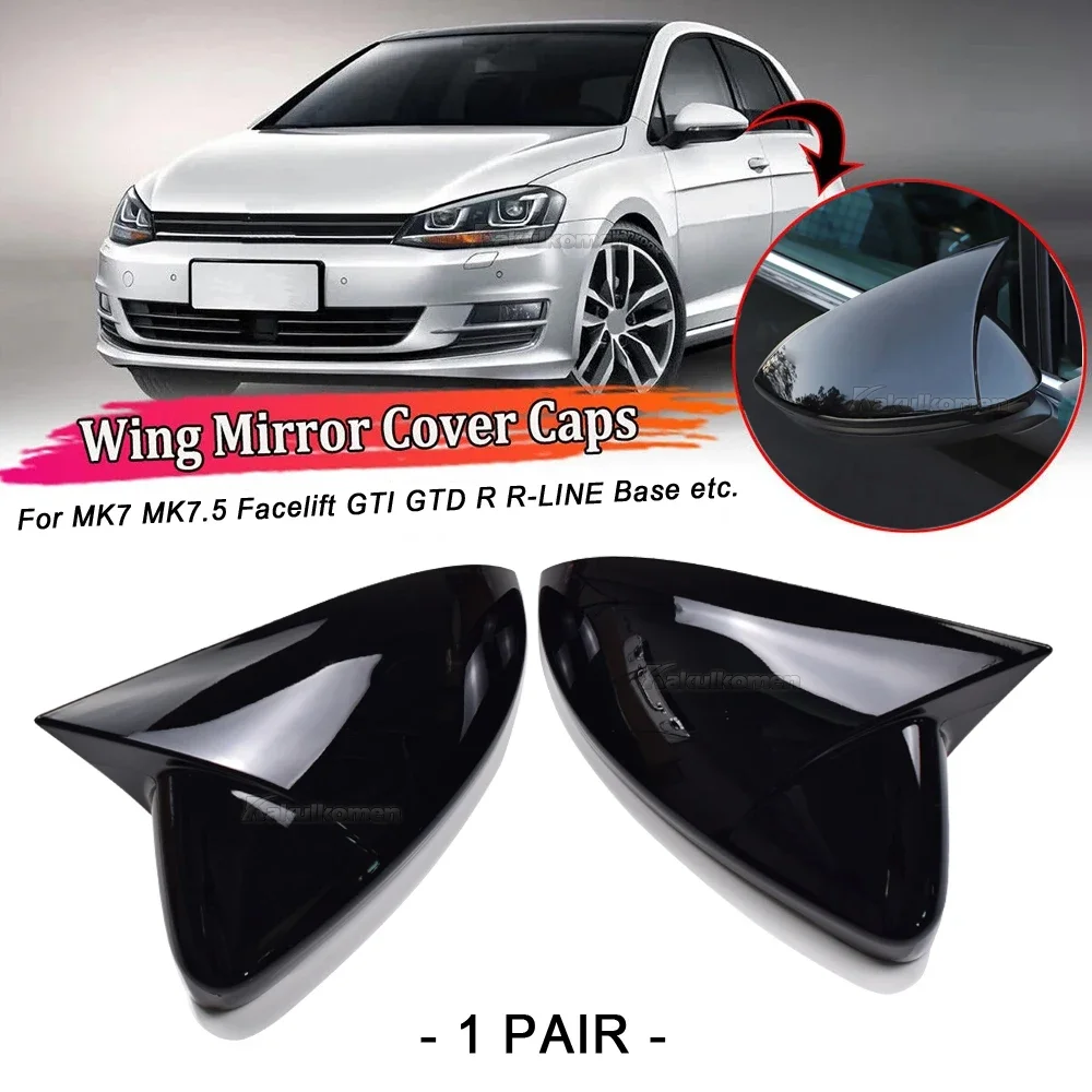 Glossy Black Rearview Mirror Cover Side Mirror Caps Car Accessories Fit For VW Golf MK7 7.5 GTI R GTD Base 2012-2020