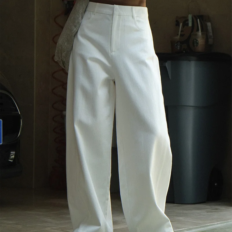 Spring and Autumn Women's Casual Solid Color High Waist Loose Wide Leg Pants