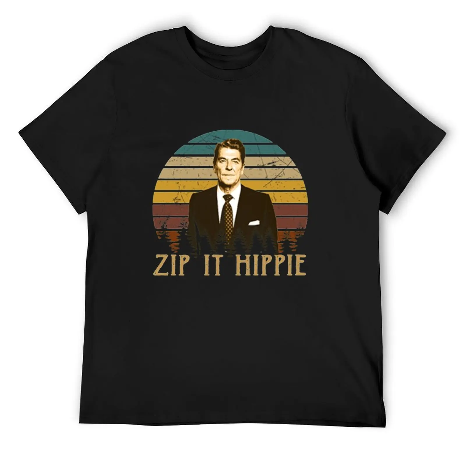 

Vintage Ronald Reagan Love Zip It Hippie T-Shirt anime clothes customs design your own korean fashion Men's t-shirts