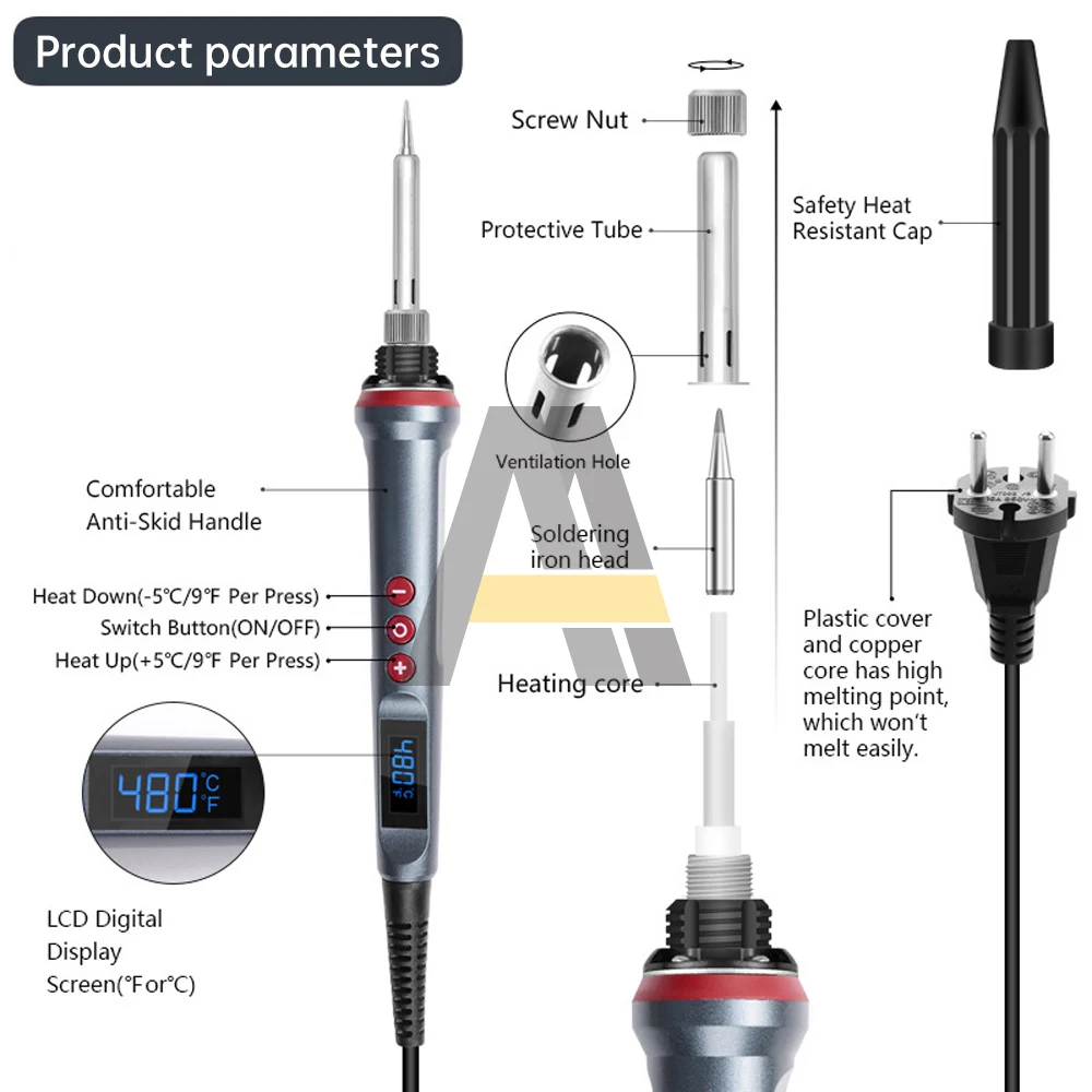 DIY 90W High Power Digital Display LED Soldering Iron Adjustable Temperature Industrial Grade Soldering Tool EU US plug