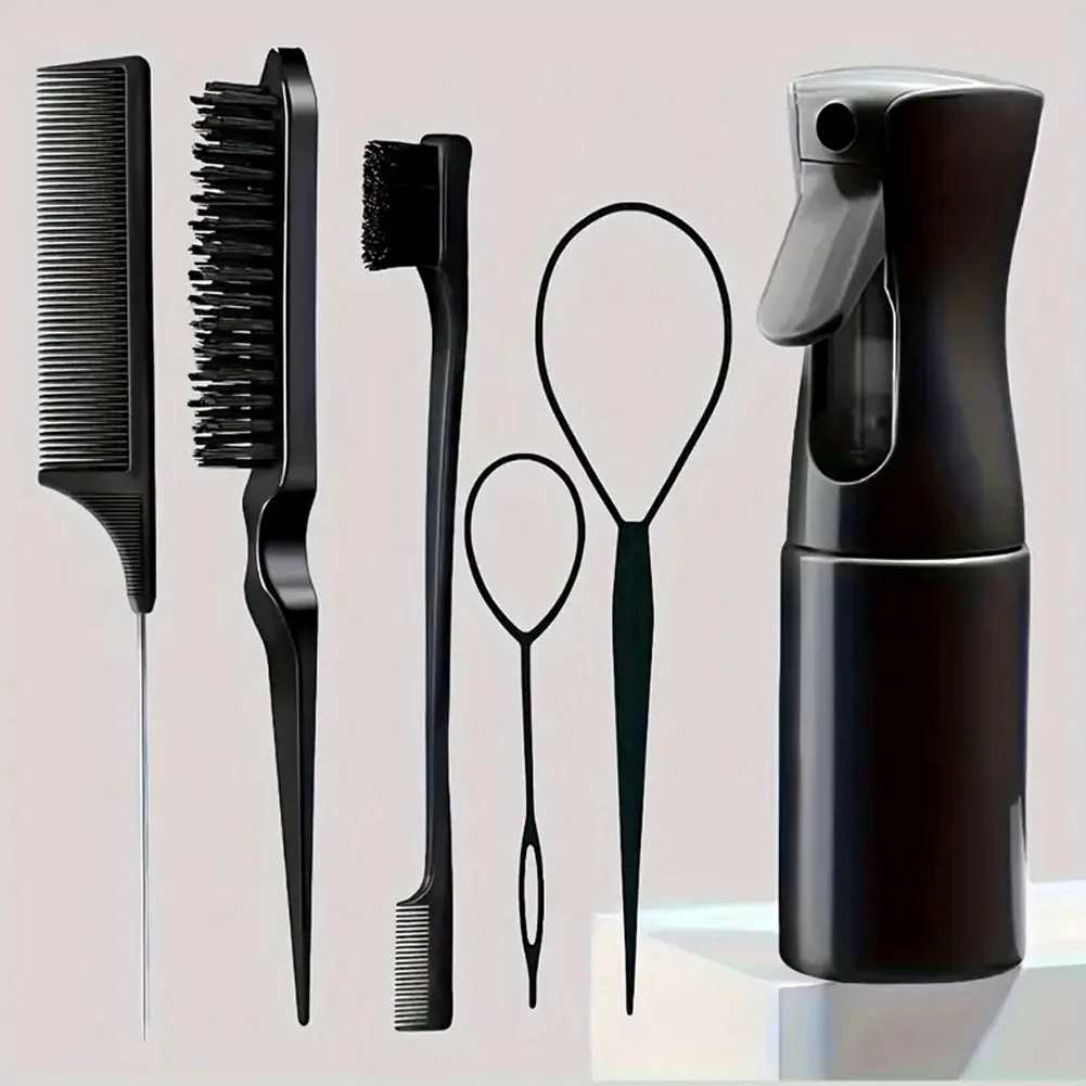 6/12-teiliges Haarbürsten-Set für Kleinkinder und Frauen, zum Entwirren, mit breiten Zinken, Haarsprayflasche, für nasses und trockenes, lockiges Haar, Bürsten für die Haaransätze und den Hinterkopf. – Detail 4