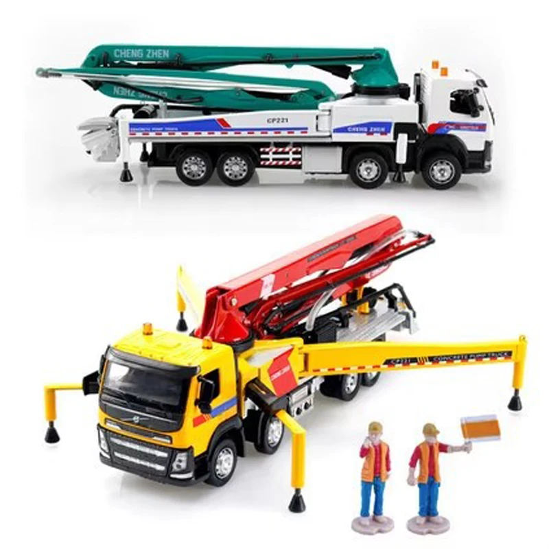1/50 شاحنة مضخة الخرسانة لعبة سيارة دييكاست ليتل نموذج مركبة التراجع الصوت والضوء مجموعة مصغرة هدية لصبي طفل B396