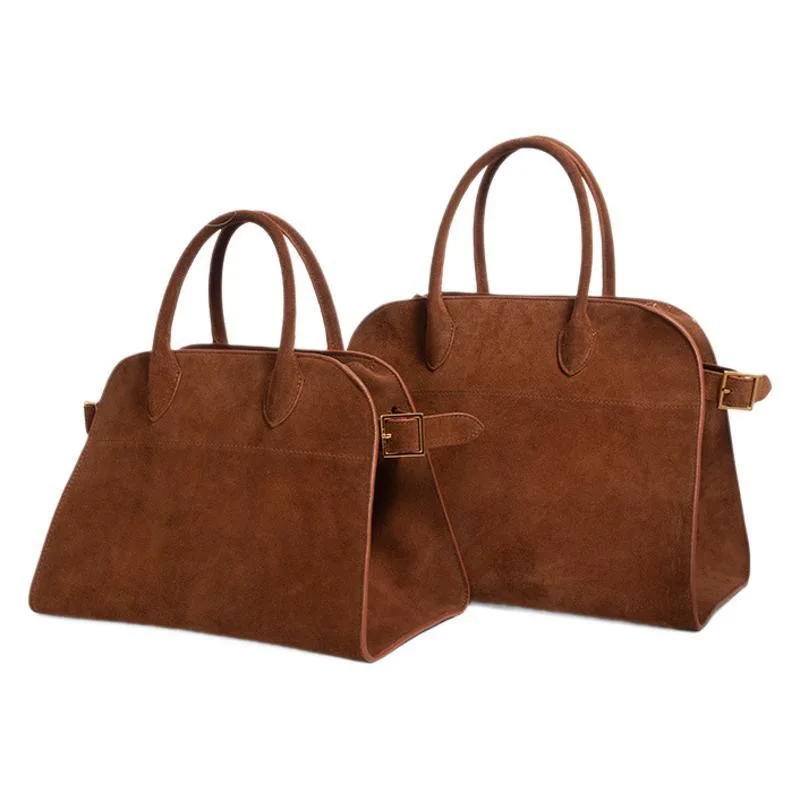 

Autumn Handbags Brown Leather Tote Bags Women's Genuine Cowhide Suede Large Capacity Commuter Shoulder Bag With Multi-Pocket