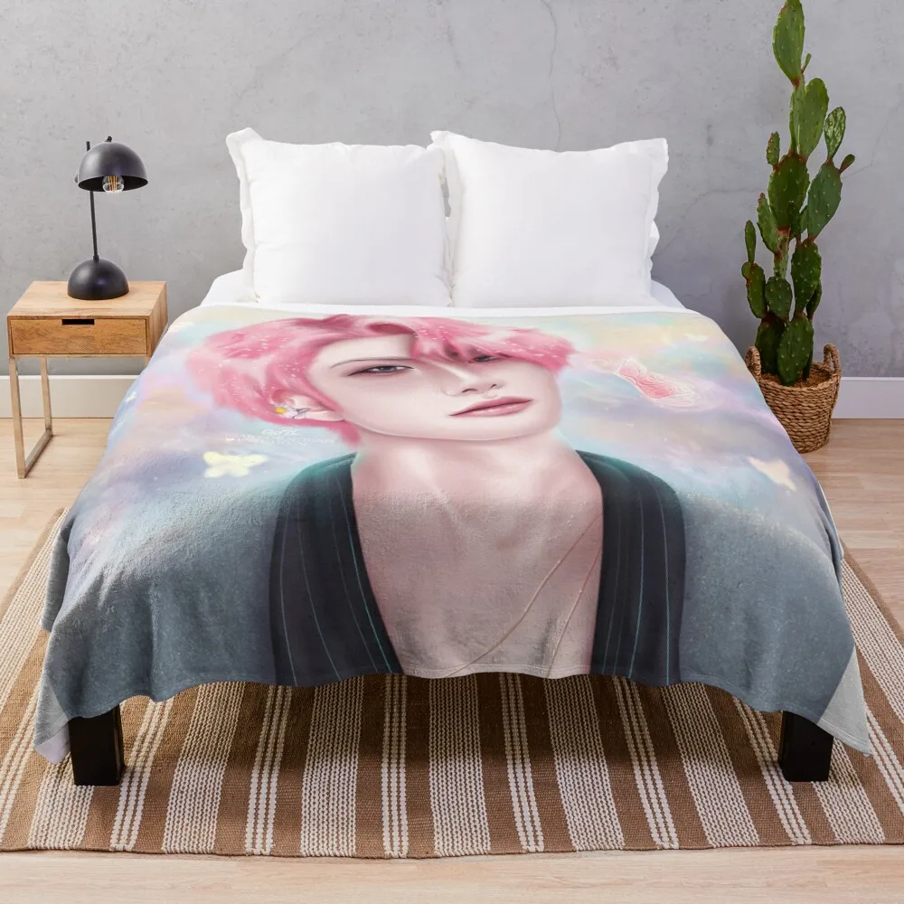 Pink Hair Park Seonghwa Throw Blanket Fashion Sofas Shaggy Bed Blankets