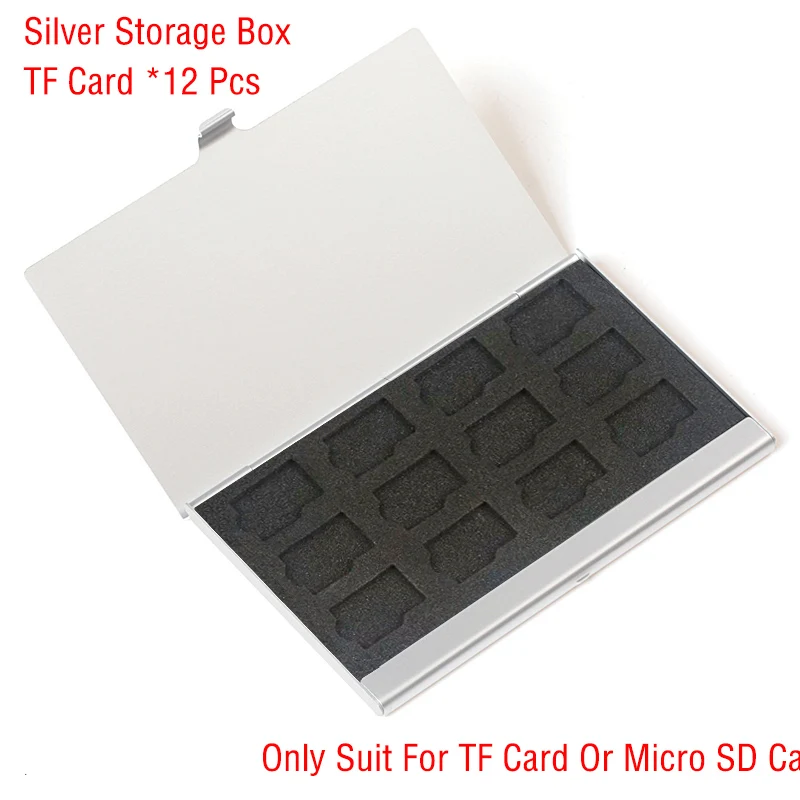 【セール中】12スロットマイクロSDカードケースホルダー収納オーガナイザー、超スリムクレジットカードサイズ軽量ポータブルTFメモリカードストレージシルバー