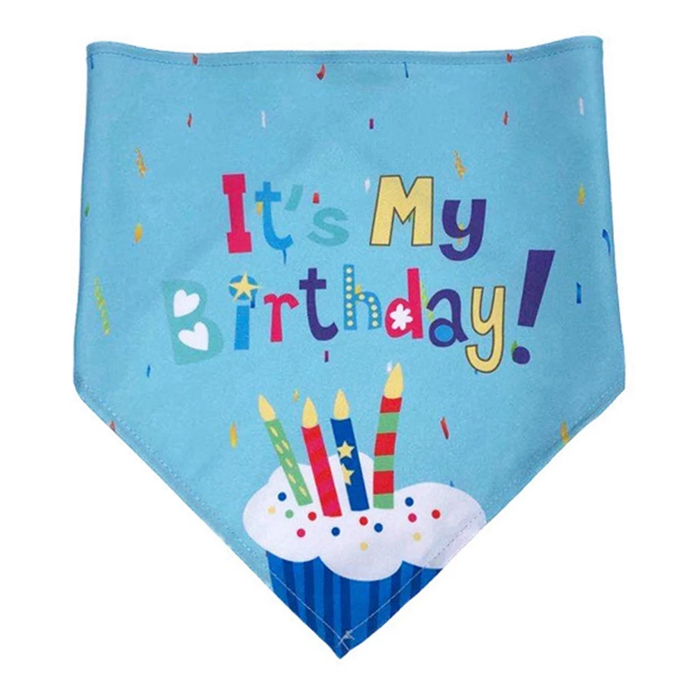 Happy Birthday Pet Dress-Up Doggy Party Hairball Hat Celebration Letter-Printed Puppy Supplies Tri-Chihuahua Drool Towel