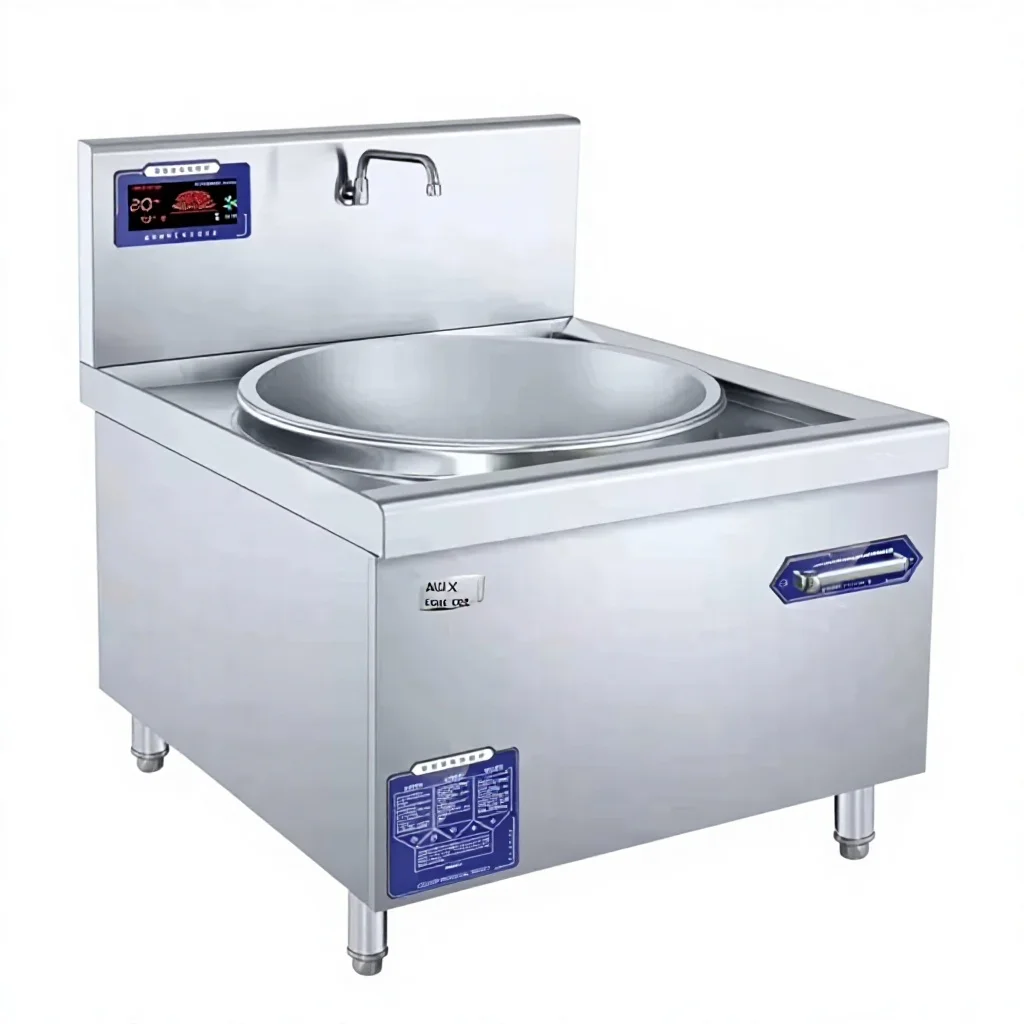 Commercial Induction Stock Pot Stove 12KW-60KW 600-1000mm Faucet Stainless Steel 380V Easy Cleaning for Canteen Central Kitchen