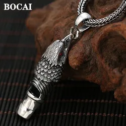 BOCAI New Real s925 Pure Silver Fashion Creative Personality Whistle Man Pendant Eagle Trendy Holiday Gifts Fine Jewelry