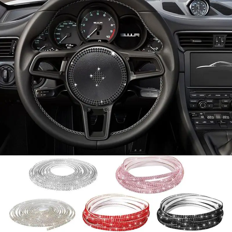 Bling Car Trim Self-Adhesive Ribbon Bling Crystal Sticker Adhesive Rhinestone Trim Tape Diamond Ribbon Auto Interior Decoration