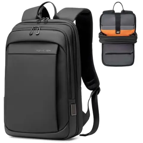 Work Backpack for Men, Water Resistant Expandable Backpack with USB C Chargg Port, Black Laptop Backpack