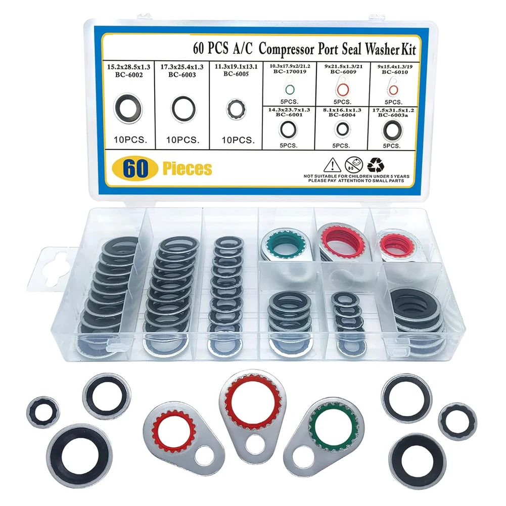 Professional Automotive AC Seal Kit Containing 60 Gaskets and 270 O Rings for Standardized System Service Protocols