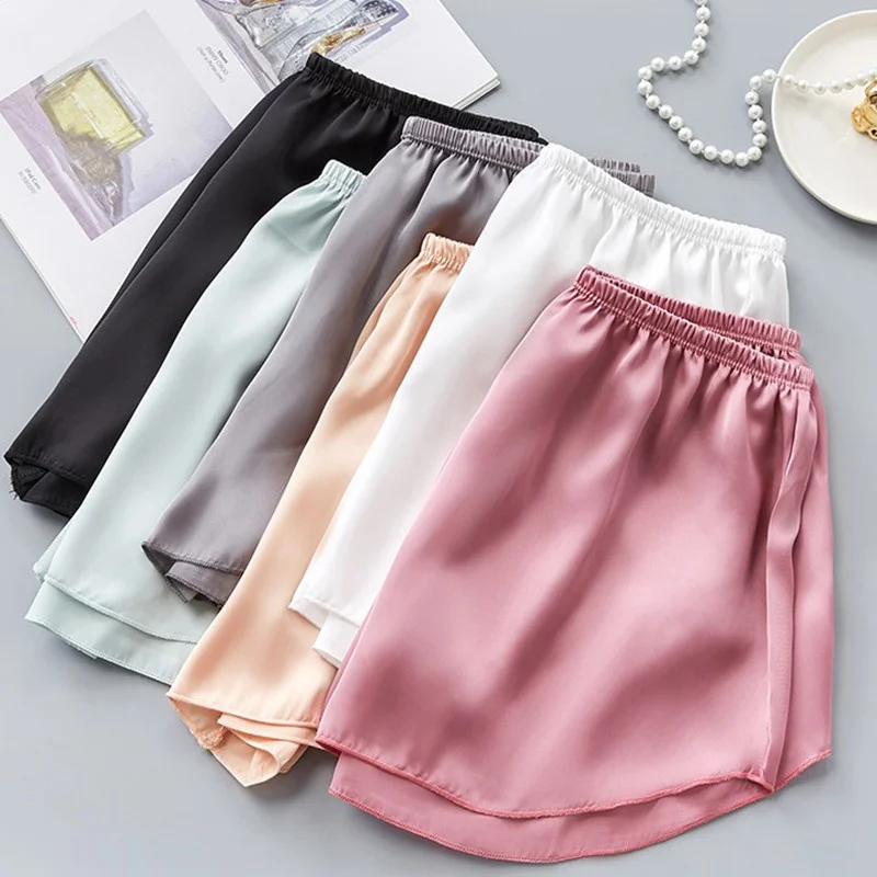 Silky Shorts Women Summer Outer Wear Korea Sexy Cool Pure Color Sleep Bottoms Simple Sleep Shorts Women Pajama Shorts