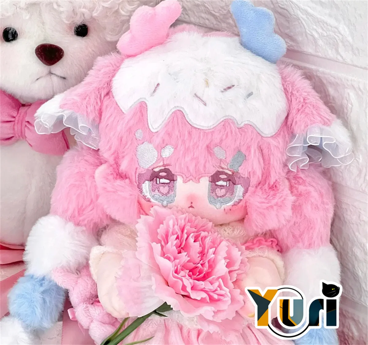 Anime Angel Elf Monster Cotton Candy Pink Hair Girl Stuffed 30cm Long Legs Plushies Plush Cotton Doll Body Toy For Kids Gifts