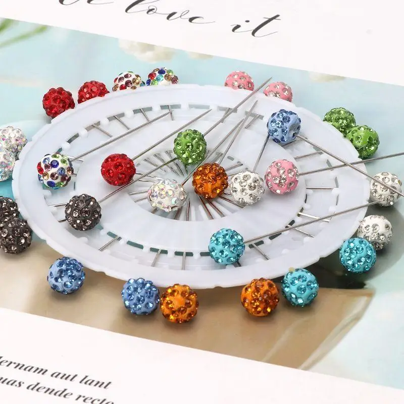 A52E 30x Muslim Hijab Scarf Pin for Rhinestone Ball Pins Muslim Hijab Pin for Women Islamic Scarf Pins Headscarf Decoration