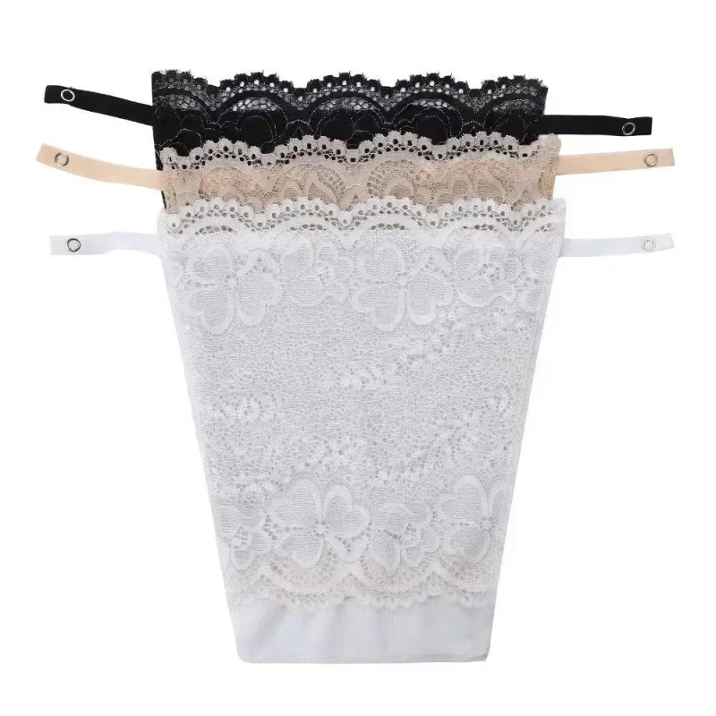 3Pcs Lace Cleavage Cover Up Women Camisole Elastic Band Clip-On Camisole Bras Insert Wrapped Chest Protection Covering Tube Top