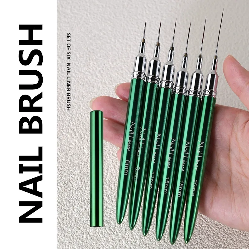 1/6 pièces poignée en métal vert Art Liner peinture à la main pinceau lignes de dessin rayure fleur peinture stylo UV Gel brosse