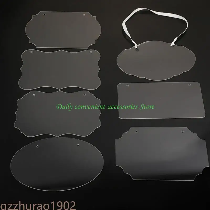

97QB Clear Hanging Sign Welcome Signs Blank Acrylic Signs with 2 Holes and Rope
