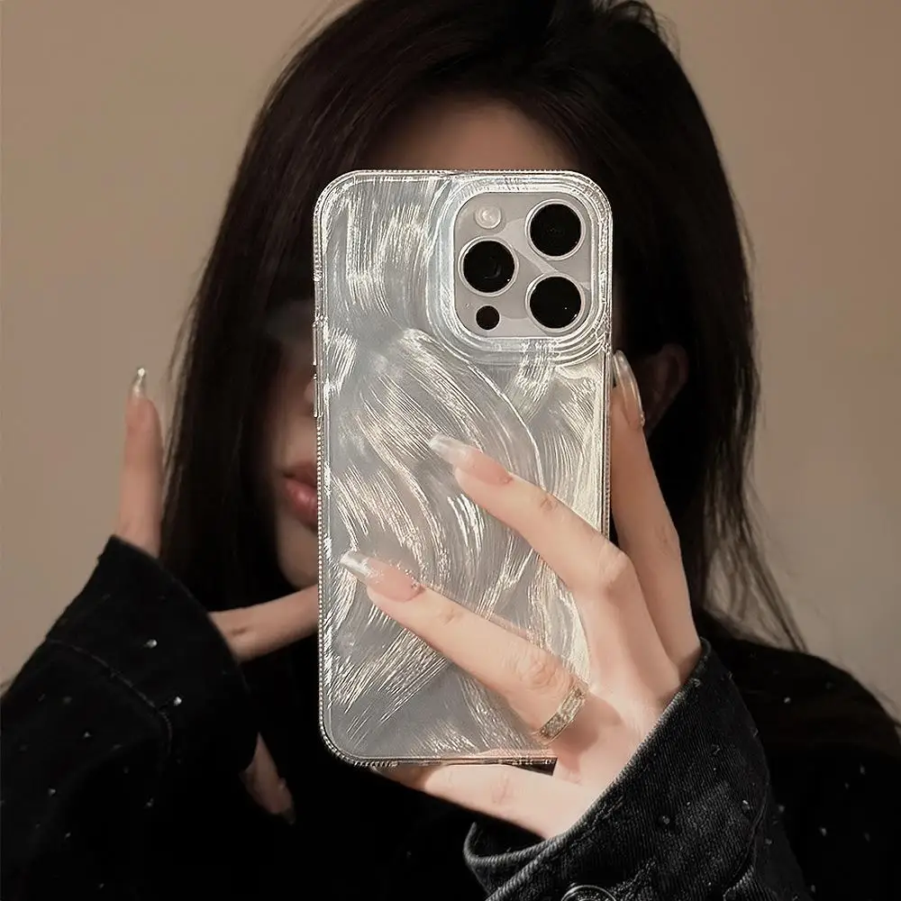 Luxury Laser Silver Gradient Case For Samsung Galaxy A55 A35 A34 A06 S23 S24 Ultra A14 A13 A54 Cover Soft Couqe Silicone