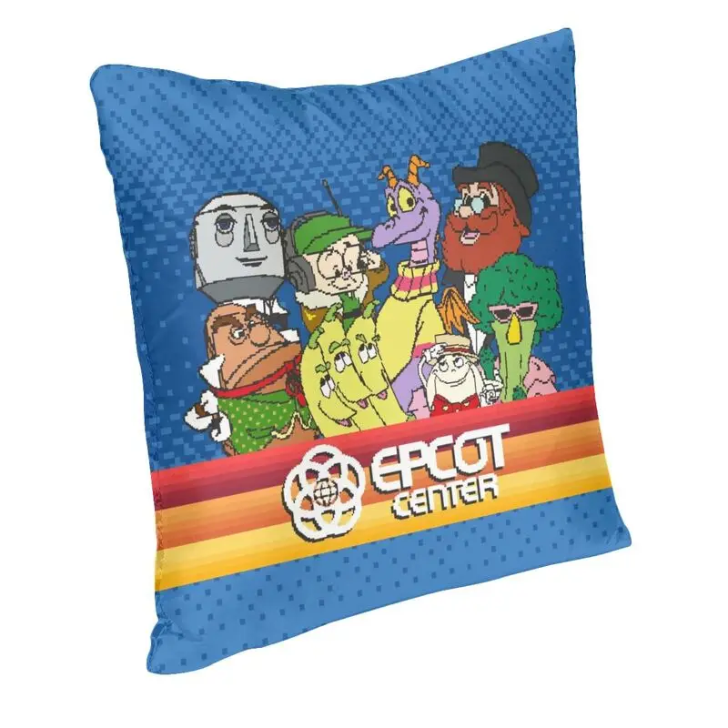 8-Bit Epcot Center Cushion Cover Two Side Print Figment Purple Dragon Floor Pillow Case for Sofa Cool Pillowcase Home Decoration