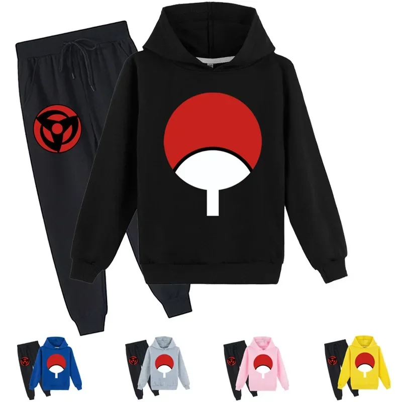 

Naruto 2024 New Children's Trendy and Cool Print Children's Boys and Girls Autumn Fashion Loose Hoodie Sweatshirt Trousers Suit