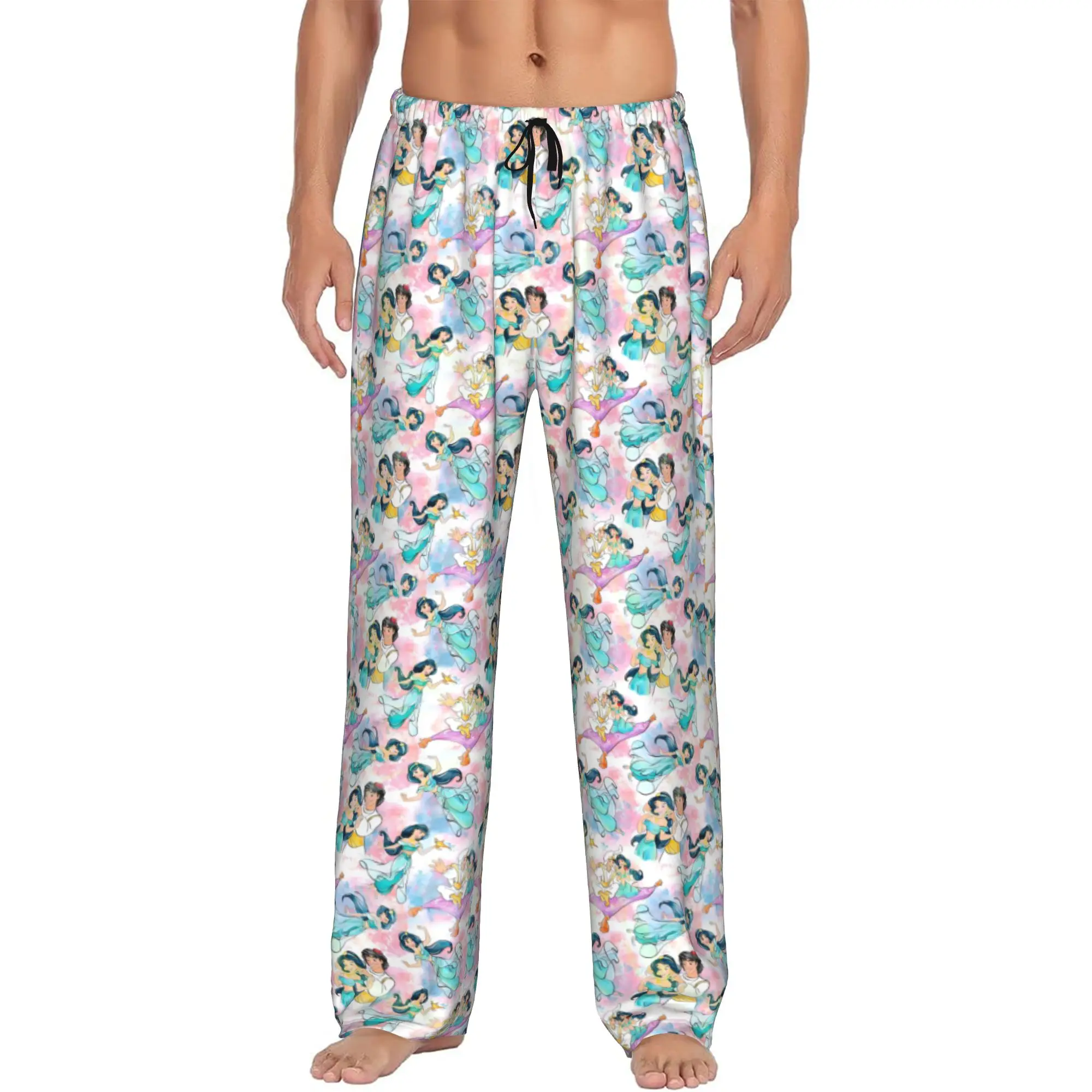 

Custom Cute Cartoon A-Aladdin Pajama Pants Men Aladdin Lounge Sleep Drawstring Sleepwear Bottoms with Pockets