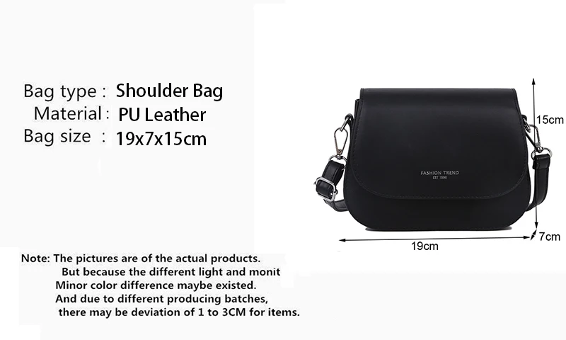 Yogodlns Trendy Sattel Schulter Tasche Frauen PU Leder Umhängetasche Einfache Feste Farbe Klappe Umhängetasche Designer Handtaschen Beutel – Detail 2