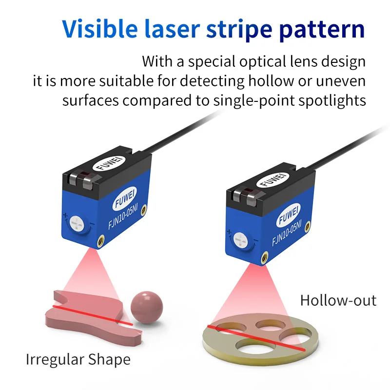 Fuwei Laser Sensor Sensing Switch Distance Measurement Diffuse Reflection Visible Infrared Strip Sensor Hollow Parts Distance