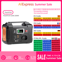 FlashFish E200 200W Portable Power Station 151Wh Lithium Battery 1x Pure Sine Wave AC220V Output for RV Camping Van