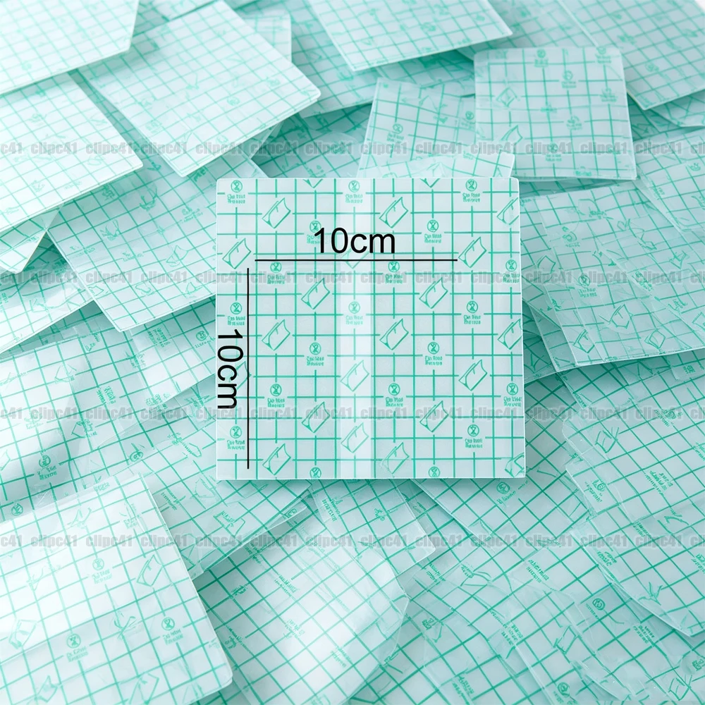 100Pcs 20cm Waterproof PU Film Medical Tape, Transparent Wound Dressing Plaster, Anti-Allergic Adhesive Bandage for First Aid