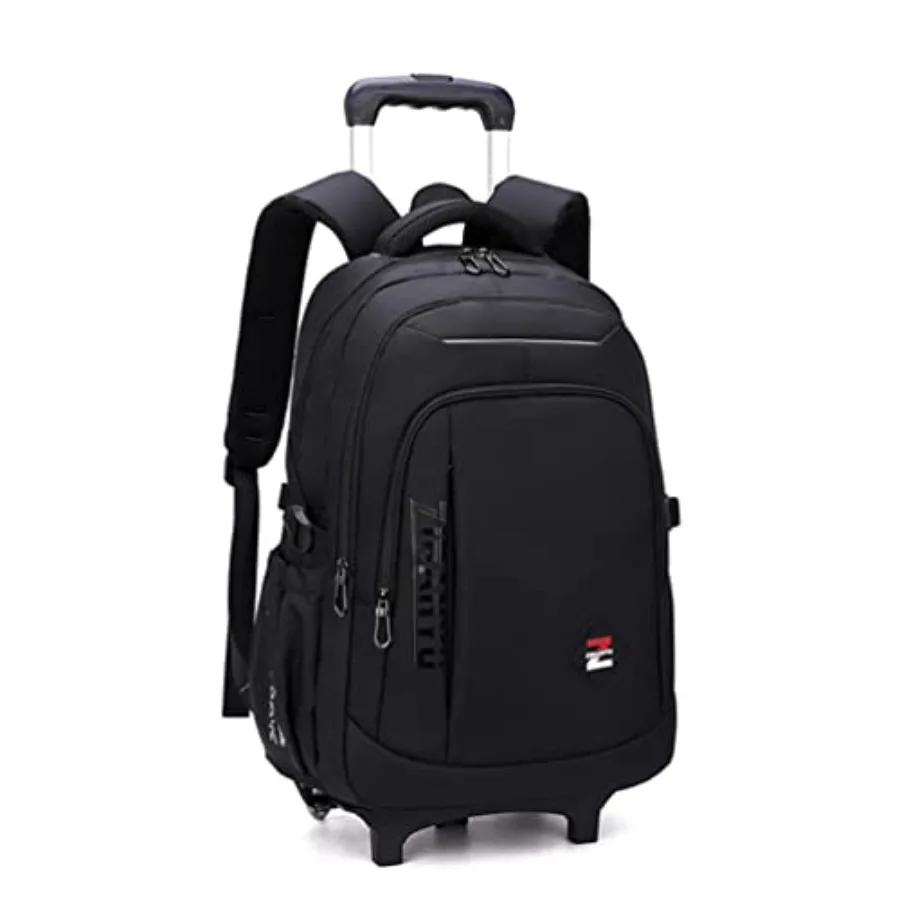 

Solid Color Trolley Backpack Schoolbag for Middle School Students Elementary Rolling Bag Daypack for Teen Boys